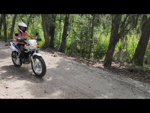 Noah riding the Yamaha TW200 at Bone Valley (Pasco County, Florida)