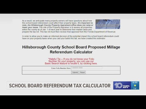 Hillsborough County School Board referendum tax calculator available online