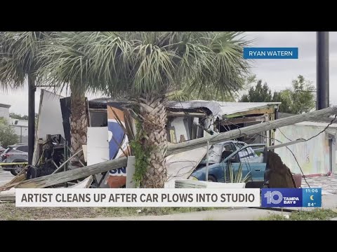 Pasco County business cleans up after car plows into studio