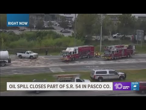 Cooking oil spill closes road in Pasco County