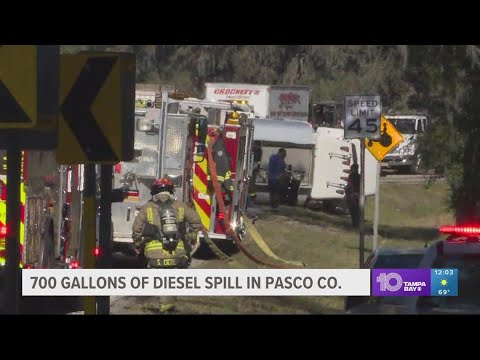 Fuel tanker spills 700 gallons of diesel in Pasco County