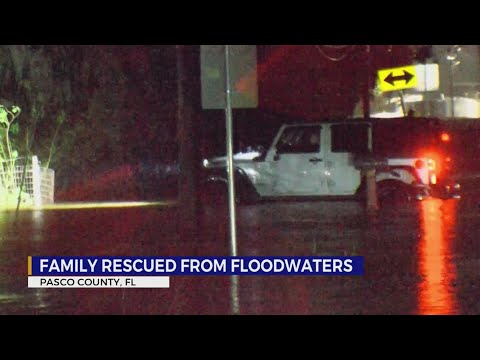 Family rescued from floodwaters in Pasco County, Florida