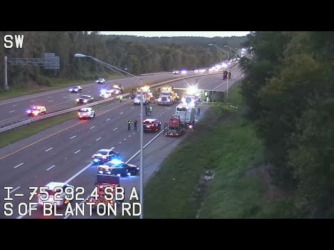 Semi-truck crash closes down SB lanes of I-75 in Pasco County